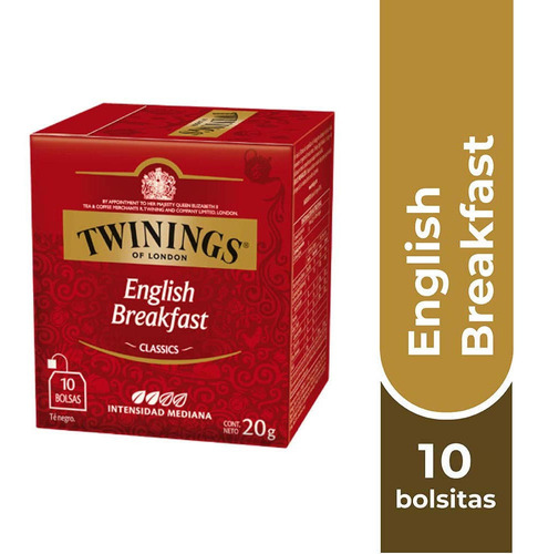 Twinings Té English Breakfast (etiqueta Roja) X 10 Bolsitas