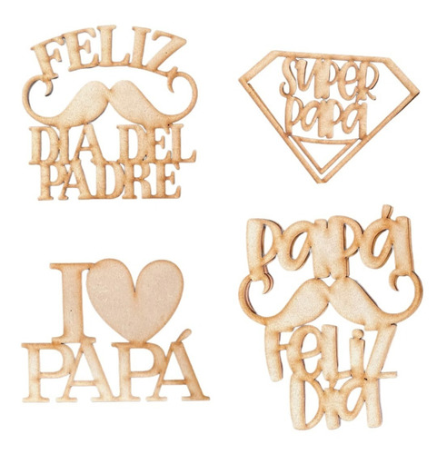 Paquete De Letreros Papá  Mdf 12cm Decoración Adorno 8pz