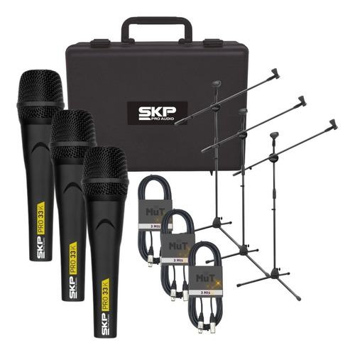 Kit 3 Skp Pro-33k Microfonos+3 Pie +3 Cables Canon 3mts Pr