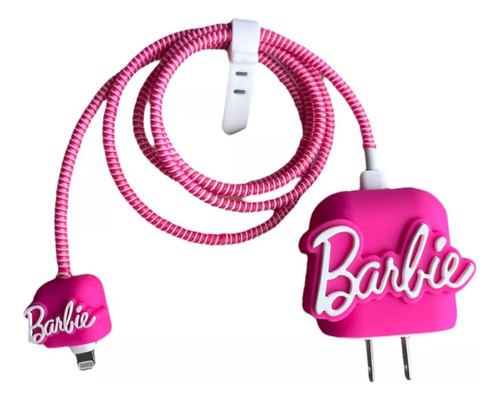 Funda Barbie Silicona Para Cargador Y Cable iPhone