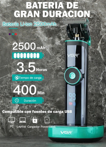 Cortadora Pelo Barba Clipper Vgr V-671 Recargable Usb Panel