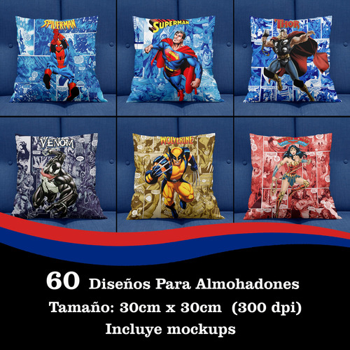 Diseños / Plantillas Para Almohadones De Superheroes Comics
