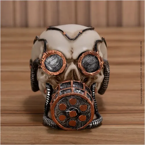 Crânio Caveira Decorativa Mergulhador Steampunk Em Resina