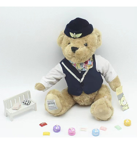 1pc Lovely Pilot Teddy Bear Juguete De Peluche Capitán Oso