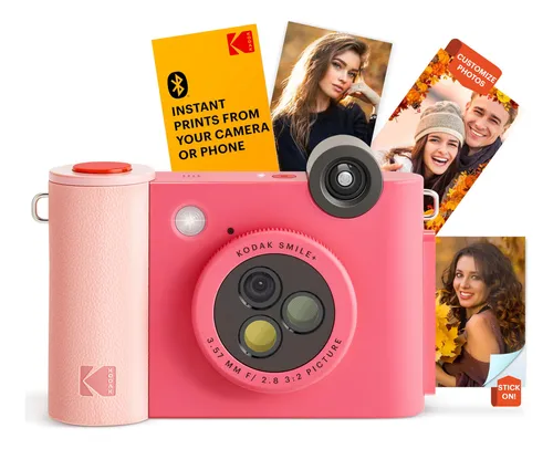 Kodak Smile+ Cámara De Impresión Instantánea Digital 2 En 1 E Impresora Fotográfica Inalámbrica Bluetooth 10 Mp, Lente Giratoria De Efecto Especial, Fotos Zink De 2 X 3 Pulgadas, Impresión A Través