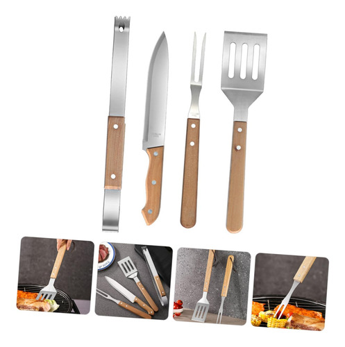 1 Jgo Cubiertos Para Parrilla Utensilios De Barbacoa Kit Por
