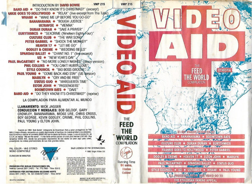 Video Aid The Feed The World Ethiopia U2 Peter Gabriel Vhs