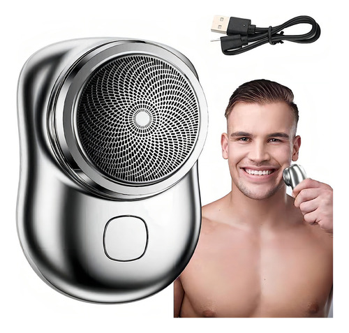 Barbeador Eletrico Mini Portatil Cabeca Giratoria Carga Usb