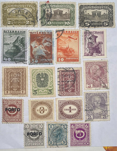 Sello Correo Austria Antiguo 18 Estampillas De Colección