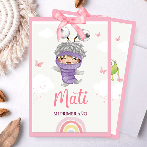 Kit Imprimible Monster Inc Acuarela Niña Boo -texto Editable