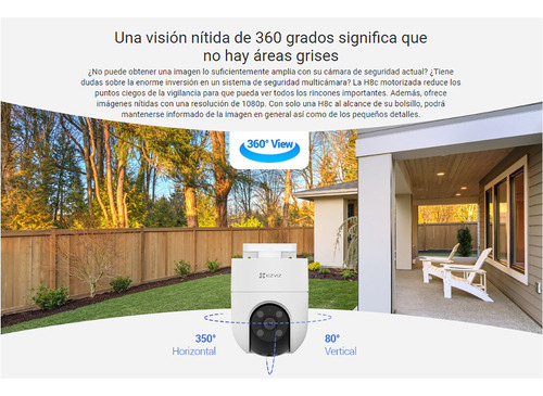 Cámara Seguridad Wifi H8c Full Hd Ezviz 360° + Microsd 256gb