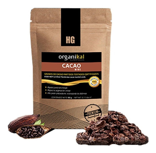 Pack X5 Cacao Nibs X50g Organikal