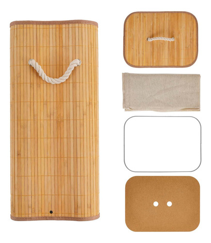 Cesto Bambu Forrado Roupas Sujas Multiuso E Organizador 40x30x60 Easy Decor