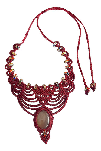 Collar Gargantilla Bordo Con Strass Artesanias Mt