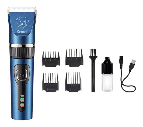 Cortadora de pelo para mascotas Kemei KM-CW12 color azul con negro 127V