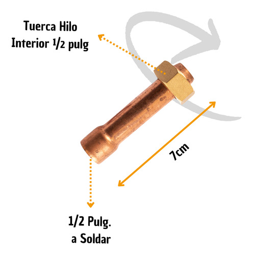 Union Cola Calefont Recta 1/2 Hi-so Conector Cañeria 7 Cms