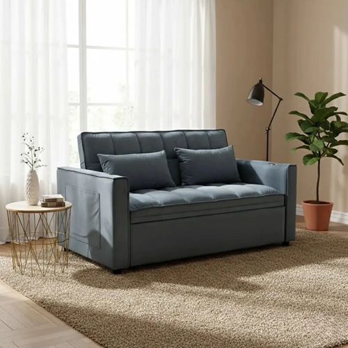 Sofá Cama 2 Cuerpos Moderno Dallas Kmp1 Gris Liso