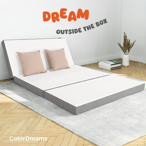 Colchon Matrimonial 135 Cm Colchoneta Plegable Con Maleta Color Blanco