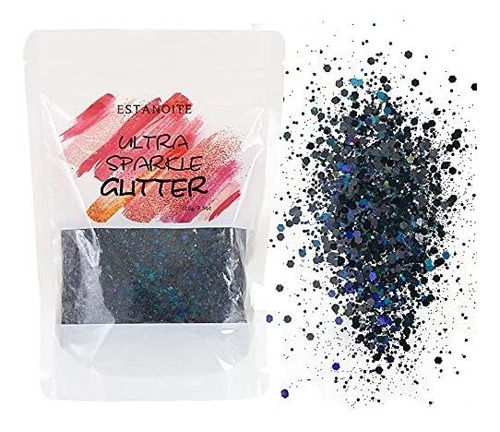 Glitter Grueso Holografico Negro X 100gr