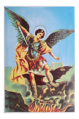 San Miguel Arcangel Imagen En Azulejo 20x30cm Miraflores