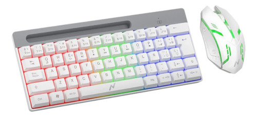 Combo Teclado Y Mouse Noga Gamer Rgb Usb Nkb-q60c Mouse Blanco Teclado Blanco