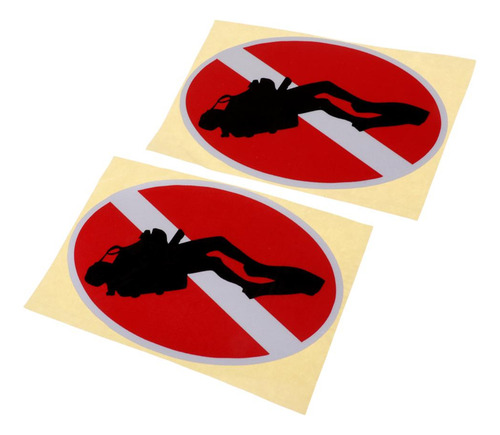 2 Piezas Etiqueta Engomada Buceo Con Accesorios Diver Down