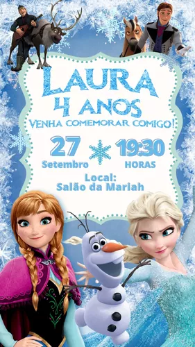 Convite Virtual Digital Personalizado Frozen Elsa