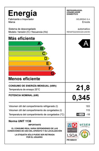 Imagen 3 de 6 de Refrigerador Enxuta Inox Frío Seco Via Confort