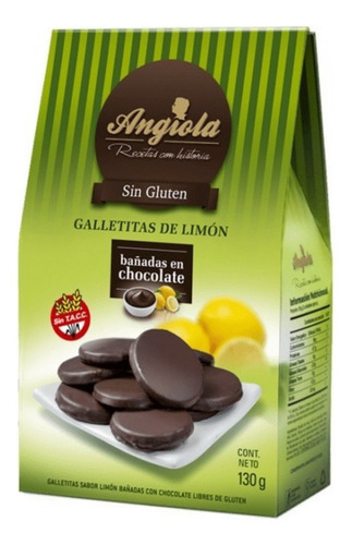 Galletias De Limon Bañadas De Chocolate Angiola Sin Tacc 