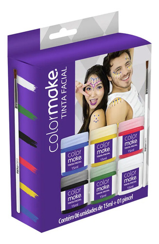 Kit Tinta Facial Com Pincel 15ml 6 Un Para Festa Cosplay