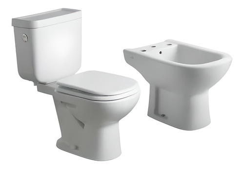 Imagen 1 de 9 de Juego Baño Bari Ferrum Inodoro Mochila Dual Bidet 3 Ag Tapa