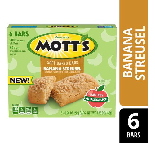 Mott's Barras Horneadas Suaves Streusel De Platano 6 Barras