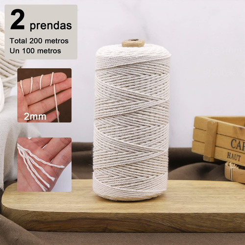 Hilo Para Macrame, Cuerda De Algodon, 100% Natural, Suave