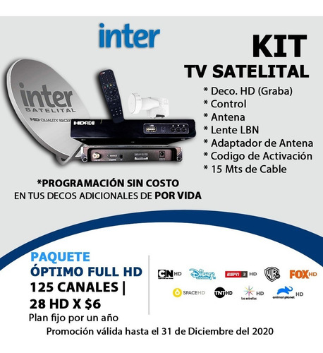 Kit Inter Tv Satelital Deco Antena Control Nuevo