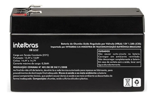 Bateria Vrla 12v 1.2ah Xb 1212 Intelbras Central Incendio 