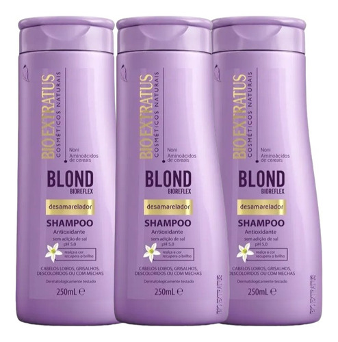 Kit 3 Shampoo Desamarelador Blond Bioreflex 250 Bio Extratus