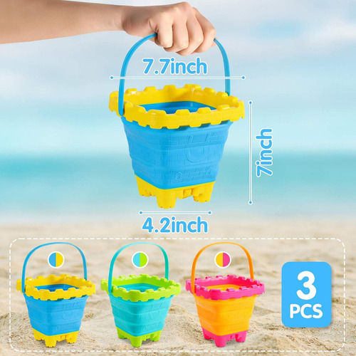 3pcs Cubo De Arena Plegable, 2.7l Cubo De Arena