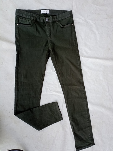 Pantalón Jean Brillante Verde Mango Strech Impecable Oportun