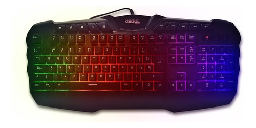 Teclado Gamer Soul Negro Xk700 Qwerty Rgb Multifuncion Luz