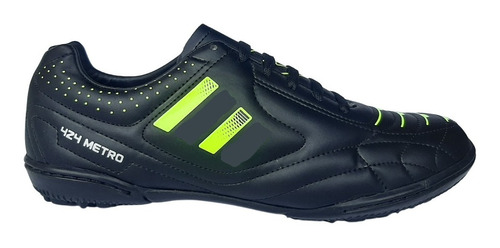 Tenis Futbol Rapido Modelo 424  Negro/ Amarillo Suela Negra