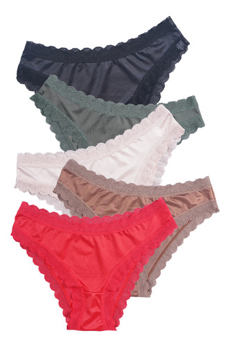 Pack 5 Bragas Encaje Lujo - Elástico Cint.media Suave