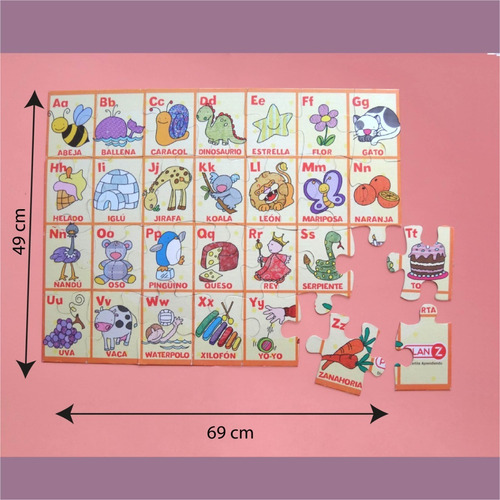 Imagen 4 de 10 de Rompecabezas De Piso Bichos Abc. Puzzle 28 Piezas