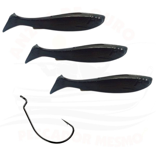 Isca Artificial Silicone Yoshi Monster 3x Diversas + Anzol Cor Cor Preto