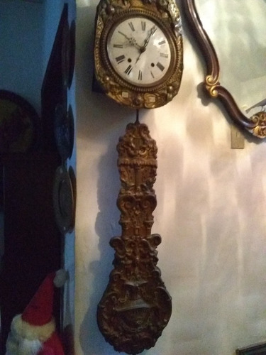 Reloj De Pared En Metal Dorado Europeo Antiguo 