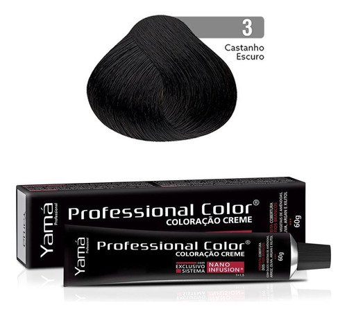  Coloração Yamá Professional Nano Infusion 60g Todas As Cores Tom 3.0 CASTANHO ESCURO COLOR