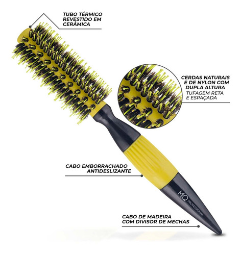 Imagem 9 de 10 de Kit Secador Profissional Vortex E Escova Prime Termic 19mm