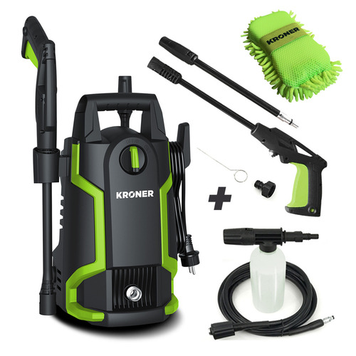 Hidrolavadora Kroner Alta Presión 1400w Auto-stop + Acces Color Negro/Verde Frecuencia 50 Hz
