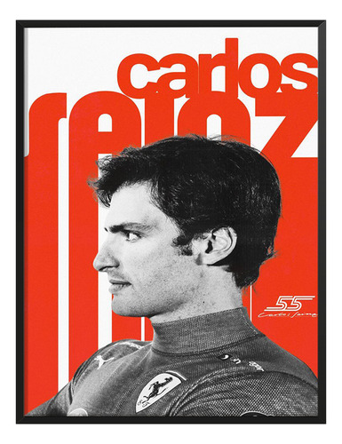 Cuadro Carlos Sainz Bn Naranja Sala Recamara C/ Marco