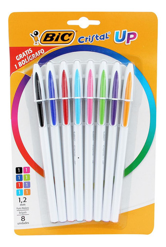 Boligrafo Bic Cristal Up 8 Piezas Punto Mediano 1.2 Mm