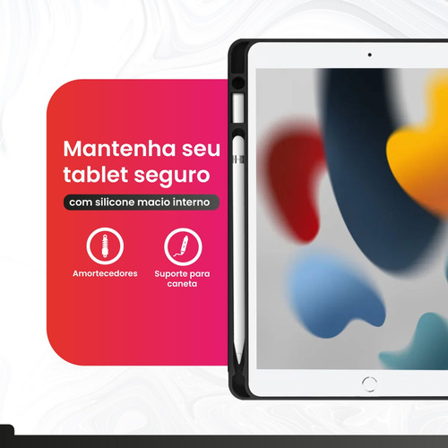 Capa Teclado Para iPad 9 Geração + Mouse + Vidro + Caneta